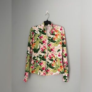 Tommy Bahama Active Womens Small Full Zip Top Long Sleeve Floral Golf Shirt